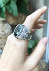 SJ2006 - Green Sapphire with Diamond Ing Set in 18 Karat White Gold Settings