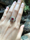 SJ2166 - Certified Burmese Ruby, Diamond and Yellow Diamond Ring in 18 Karat White Gold