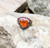 SJ6176 - Fire Opal with Orange Sapphire and Diamond Ring in 18 Karat White Gold Settings