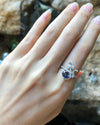SJ6081 - Blue Sapphire with Diamond Ring Set in 18 Karat White Gold Settings