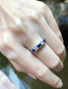 SJ1927 - Blue Sapphire with Diamond Ring Set in 18 Karat White Gold Settings