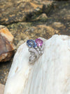 SJ1435 - Blue Sapphire and Pink Sapphire with Diamond Ring Set in 18 Karat White Gold