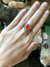 SJ6176 - Fire Opal with Orange Sapphire and Diamond Ring in 18 Karat White Gold Settings