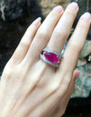SJ1439 - Ruby with Diamond Ring Set in 18 Karat White Gold Settings