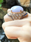 SJ2069 - Lavender Jade with Diamond and Blue Sapphire Ring Set 18 Karat Rose Gold Setting