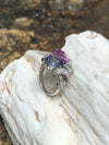 SJ1435 - Blue Sapphire and Pink Sapphire with Diamond Ring Set in 18 Karat White Gold