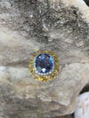 SJ2535 - Blue Sapphire with Yellow Sapphire and Diamond Ring Set in 18 Karat White Gold