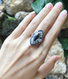 SJ1289 - Blue Sapphire with Diamond Ring Set in 18 Karat White Gold Settings