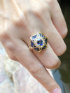 JR0214P - Blue Sapphire & Diamond Ring Set in 18 Karat Gold Setting