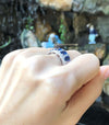 SJ2248 - Blue Sapphire with Diamond Ring Set in 18 Karat White Gold Settings