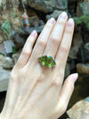 SJ2186 - Peridot Ring Set in 18 Karat White Gold Settings