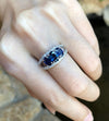 SJ6082 - Blue Sapphire with Diamond Ring Set in 18 Karat White Gold Settings