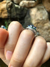 SJ1474 - Blue Sapphire with Emerald and Diamond Ring Set in 18 Karat White Gold Settings