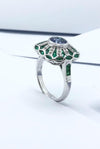 SJ1167 - Blue Sapphire with Emerald and Diamond Ring Set in 18 Karat White Gold Settings