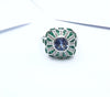 SJ1167 - Blue Sapphire with Emerald and Diamond Ring Set in 18 Karat White Gold Settings
