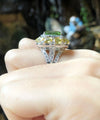 SJ1238 - Cushion Cut Peridot, Yellow Sapphire with Diamond Ring in 18 Karat White Gold