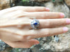 SJ1166 - Blue Sapphire with Diamond Ring Set in Platinum 900 Settings