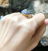 SJ1166 - Aquamarine with Blue Sapphire and Diamond Ring Set in 18 Karat Gold Settings