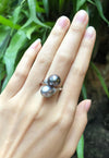 JRB4027 - Tahitian South Sea Pearl & Diamond Ring Set in 18 Karat White Gold Setting