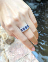SJ2248 - Blue Sapphire with Diamond Ring Set in 18 Karat White Gold Settings