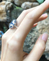 SJ6091 - Blue Sapphire with Diamond Ring Set in 18 Karat White Gold Settings