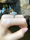 SJ6096 - Blue Sapphire with Emerald and Diamond Ring Set in 18 Karat White Gold Settings