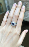 SJ6086 - Blue Sapphire with Diamond Ring Set in 18 Karat White Gold Settings