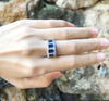 SJ2248 - Blue Sapphire with Diamond Ring Set in 18 Karat White Gold Settings