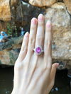 SJ6135 - GIA Certified Unheated 4 Cts Pink Sapphire with Diamond Ring in 18Kt White Gold