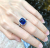 SJ1406 - GRS Certified 5 Cts Ceylon Blue Sapphire with Diamond Ring in Platinum 950