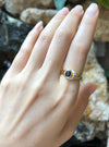 SJ1453 - Blue Sapphire with Diamond Ring Set in 18 Karat Gold Settings