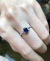 SJ1935 - Blue Sapphire with Diamond Ring Set in 18 Karat White Gold Settings