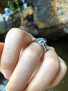 SJ6095 - Blue Sapphire with Emerald and Diamond Ring Set in 18 Karat White Gold Settings