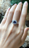 SJ1952 - Blue Sapphire with Diamond Ring Set in 18 Karat White Gold Settings