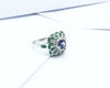 SJ1167 - Blue Sapphire with Emerald and Diamond Ring Set in 18 Karat White Gold Settings
