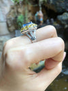 SJ2535 - Blue Sapphire with Yellow Sapphire and Diamond Ring Set in 18 Karat White Gold