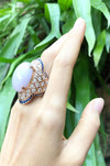 SJ2069 - Lavender Jade with Diamond and Blue Sapphire Ring Set 18 Karat Rose Gold Setting