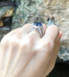 SJ2469 - GIA Certified 6cts Round Blue Sapphire with Diamond Ring in 18K White Gold