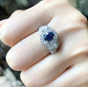 SJ1212 - Blue Sapphire with Diamond Ring Set in 18 Karat White Gold Settings