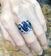 SJ1446 - Blue Sapphire with Diamond Ring Set in 18 Karat White Gold Settings