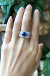 SJ1591 - Blue Sapphire with Diamond Ring Set in 18 Karat White Gold Settings