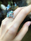 SJ6096 - Blue Sapphire with Emerald and Diamond Ring Set in 18 Karat White Gold Settings