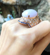 SJ2069 - Lavender Jade with Diamond and Blue Sapphire Ring Set 18 Karat Rose Gold Setting