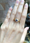 SJ6175 - Cabochon Blue Sapphire with Diamond Ring Set in 18 Karat Gold Settings