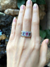 SJ6169 - Multi-Color Sapphire with Diamond Ring Set in 18 Karat White Gold Settings