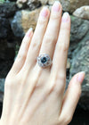 SJ1186 - Green Sapphire with Diamond Ring Set in 18 Karat White Gold Settings