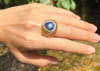 SJ2067 - Blue Star Sapphire with Diamond Ring Set in 18 Karat Gold Settings