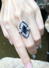 SJ1289 - Blue Sapphire with Diamond Ring Set in 18 Karat White Gold Settings