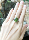 SJ1160 - Peridot with Diamond Ring Set in 18 Karat White Gold Settings