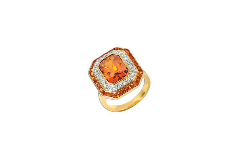 SJ6272 - Yellow Sapphire, Diamond Ring Set in 18 Karat Gold Settings
